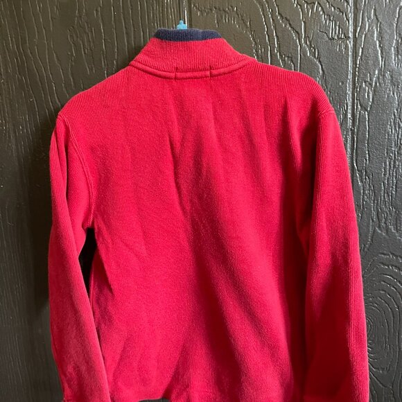 Polo Ralph Lauren Boys Quarter-Zip Sweater - Size 5 - Red with Navy Pony Logo - Picture 2 of 4